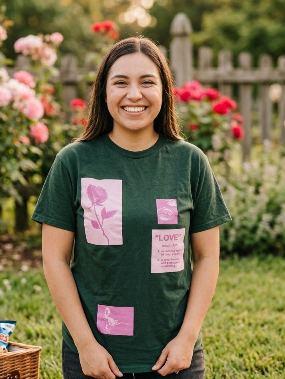 Fashion Nova Women's Neon Pink Collage Graphic Tee